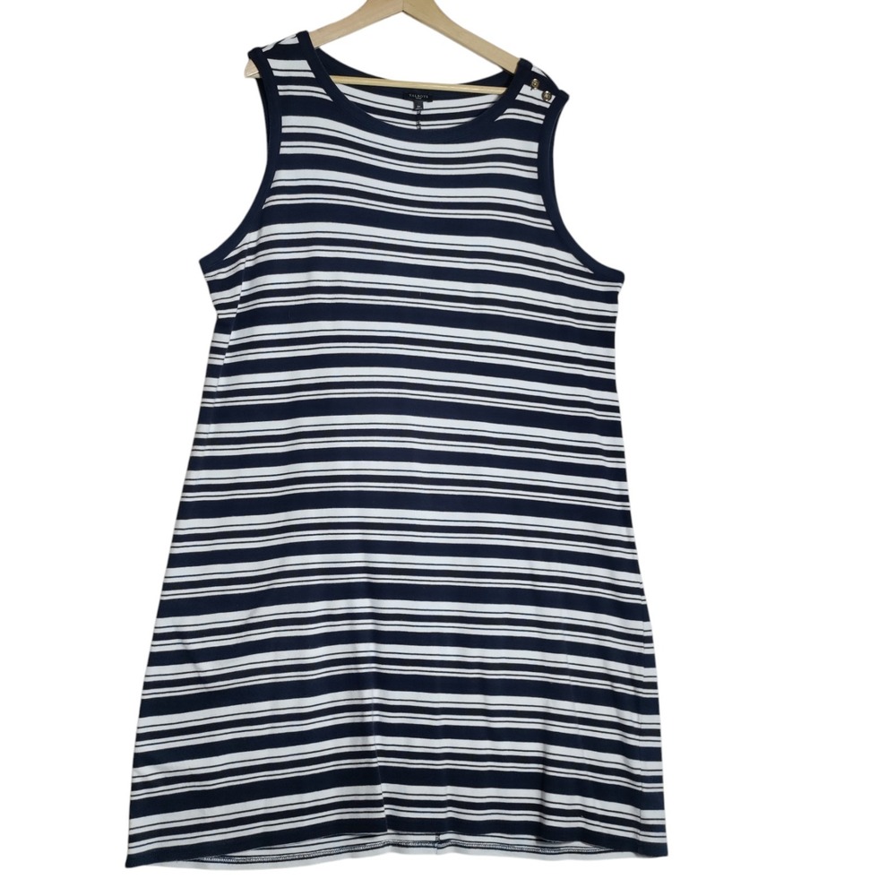 Talbots‎ Sleeveless Maxi Dress Blue & White Striped Woman's Size 3X 100% Cotton